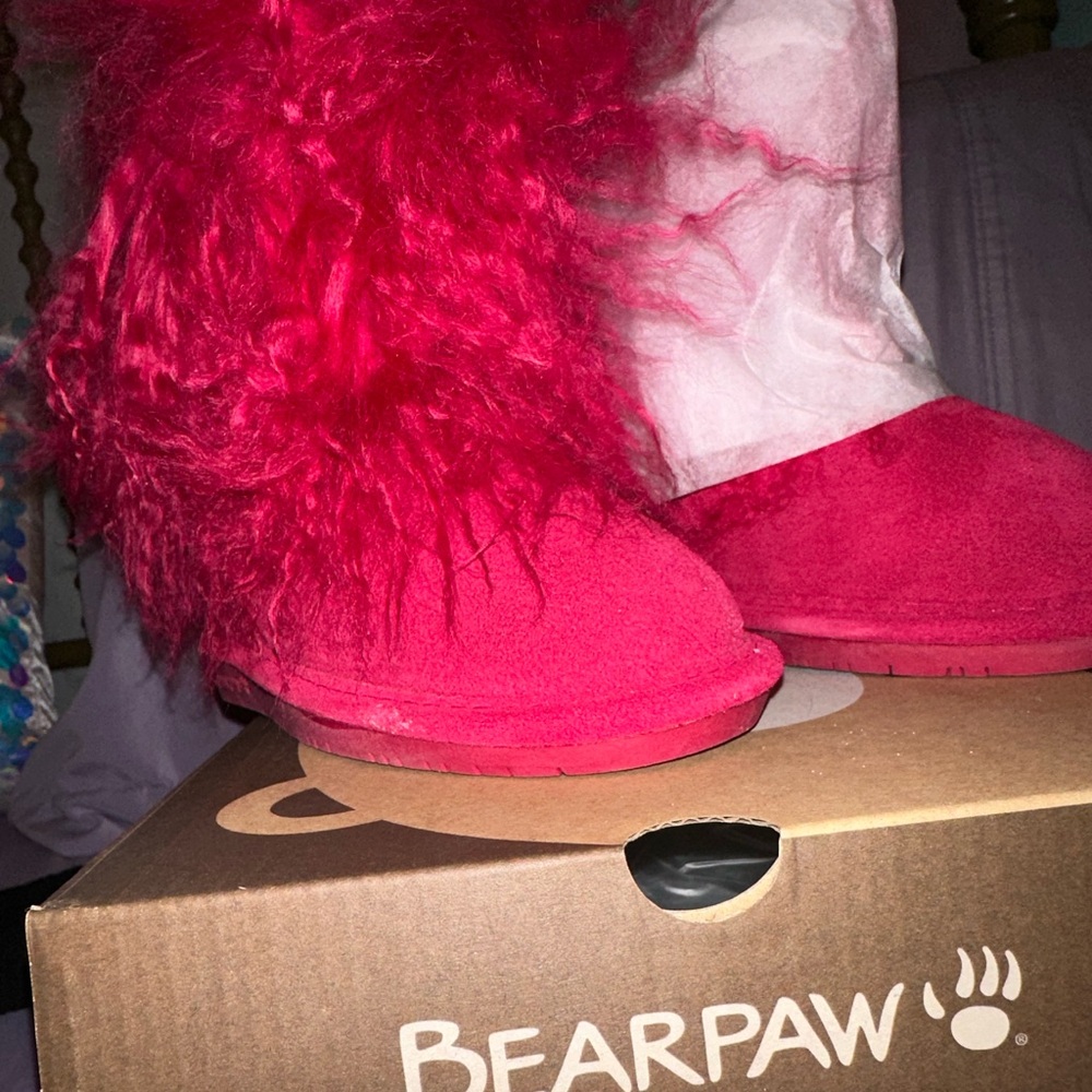 Bear paw curly lamb fur boots toddler size 12